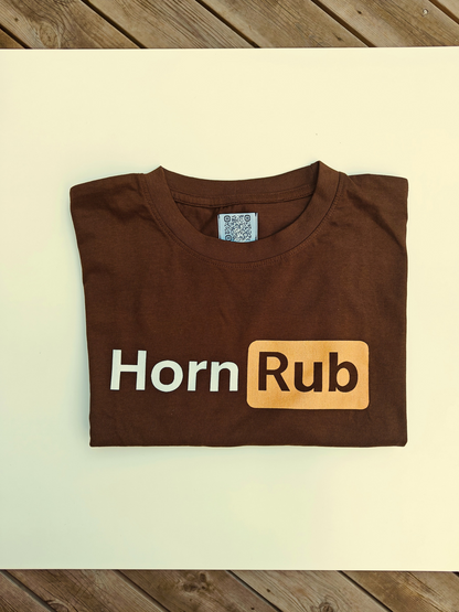 HornRub Parody Logo Dark T-Shirt Face Display – Adult Humor Streetwear Unisex Tee