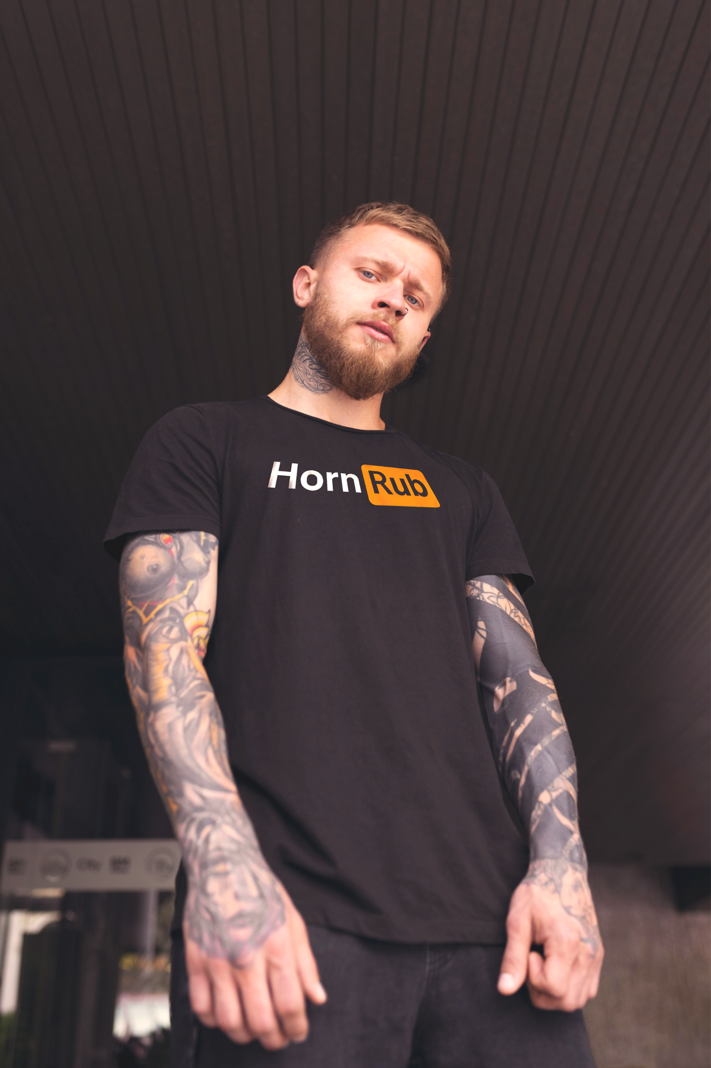 HornRub Parody Logo Dark T-Shirt Lifestyle – Adult Humor Streetwear Unisex Tee